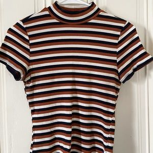 Striped mock neck shirt